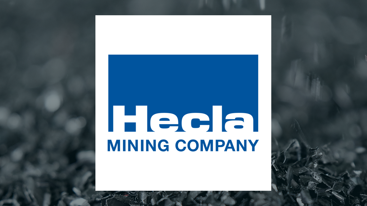 Hecla Mining logo with Basic Materials background