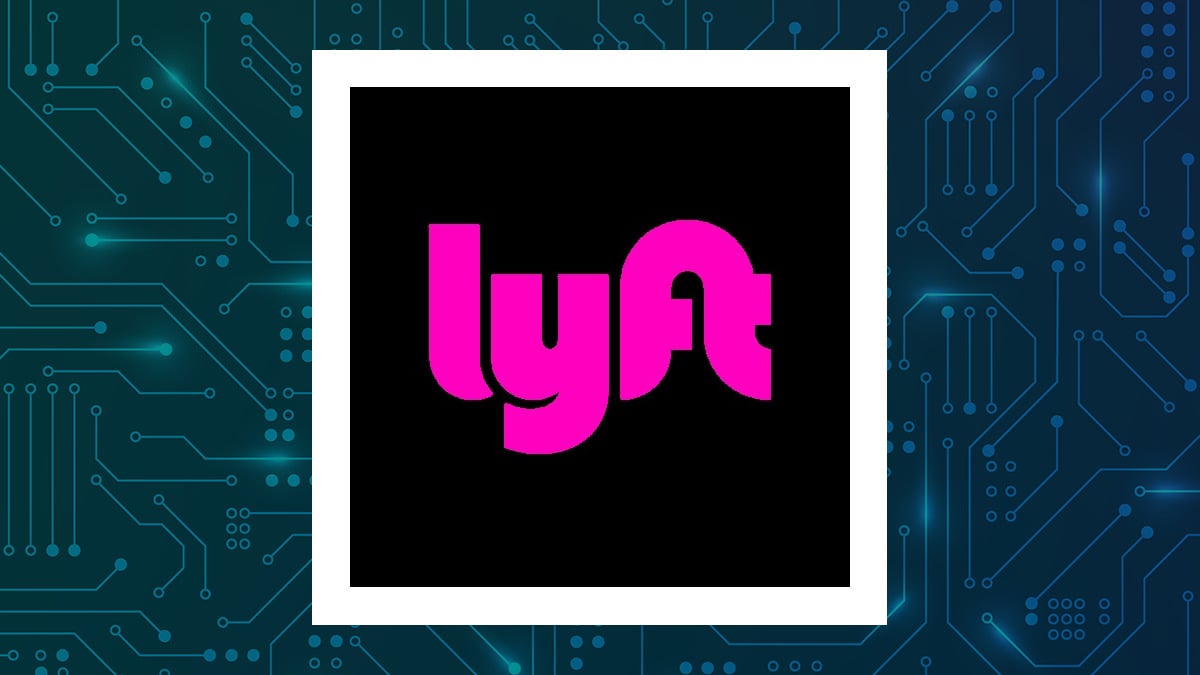 Lyft logo with Computer and Technology background