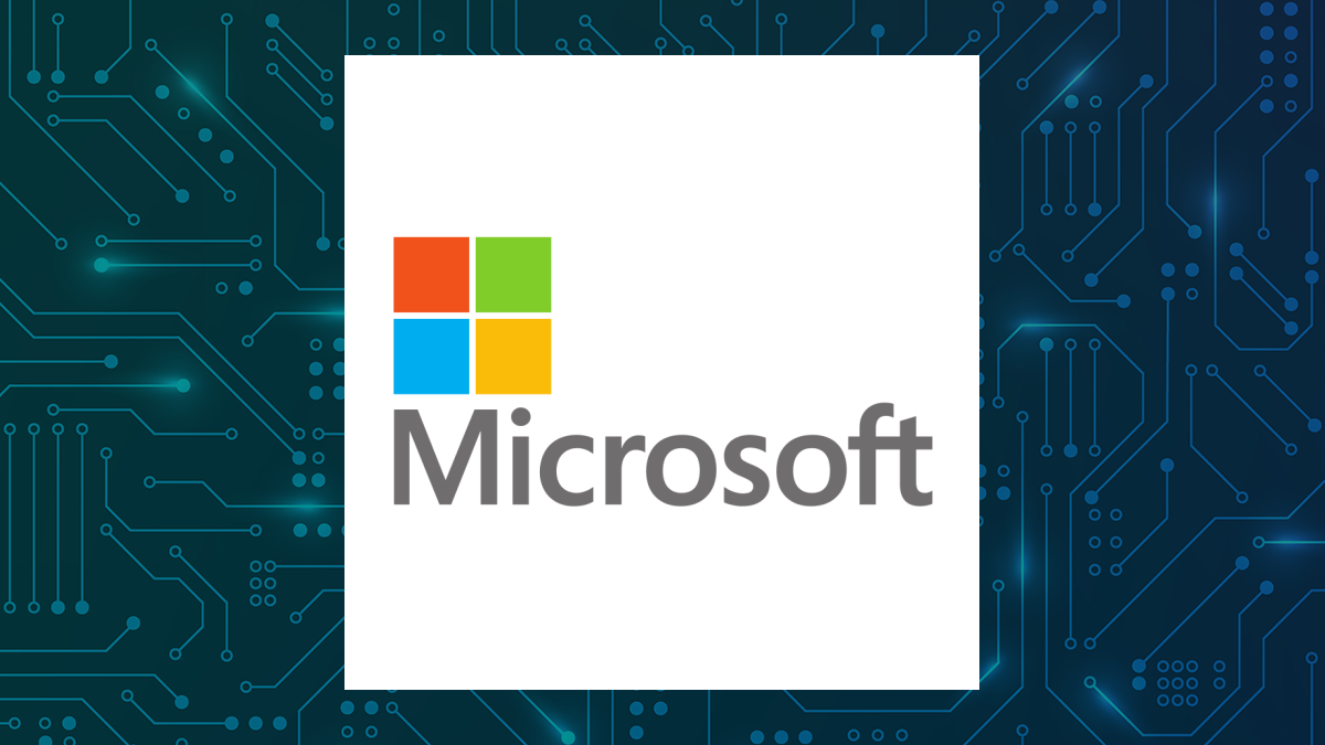Microsoft logo with Computer and Technology background