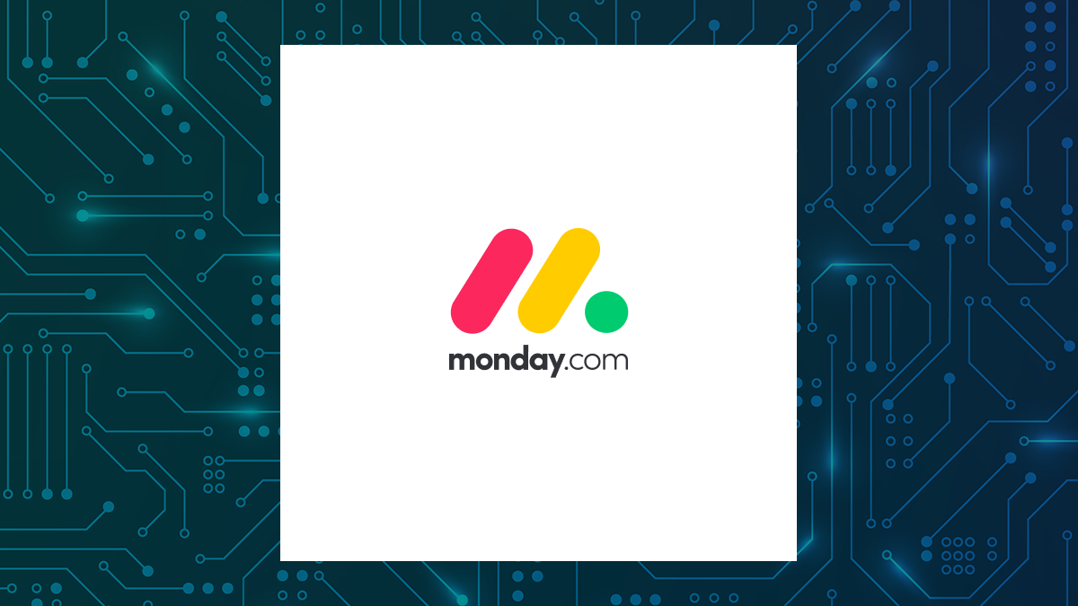 monday.com logo with Computer and Technology background
