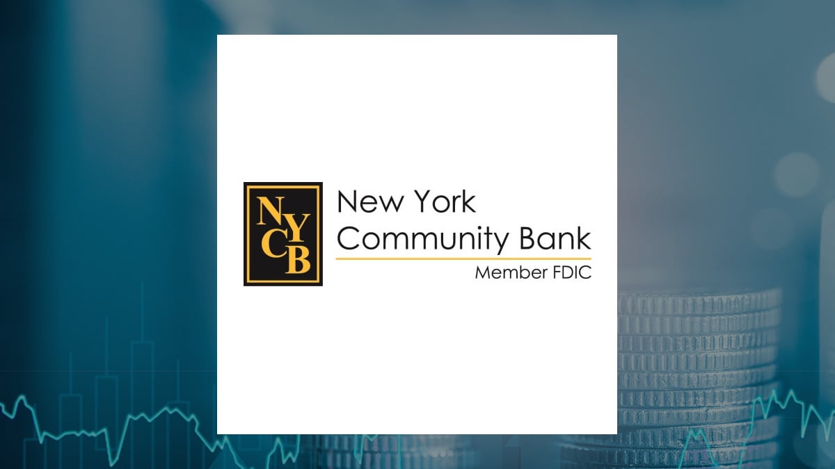 New York Community Bancorp logo with Finance background