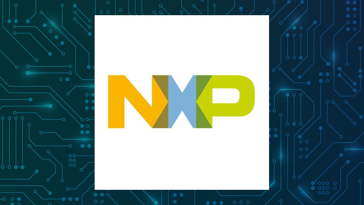 NXP Semiconductors logo with Computer and Technology background