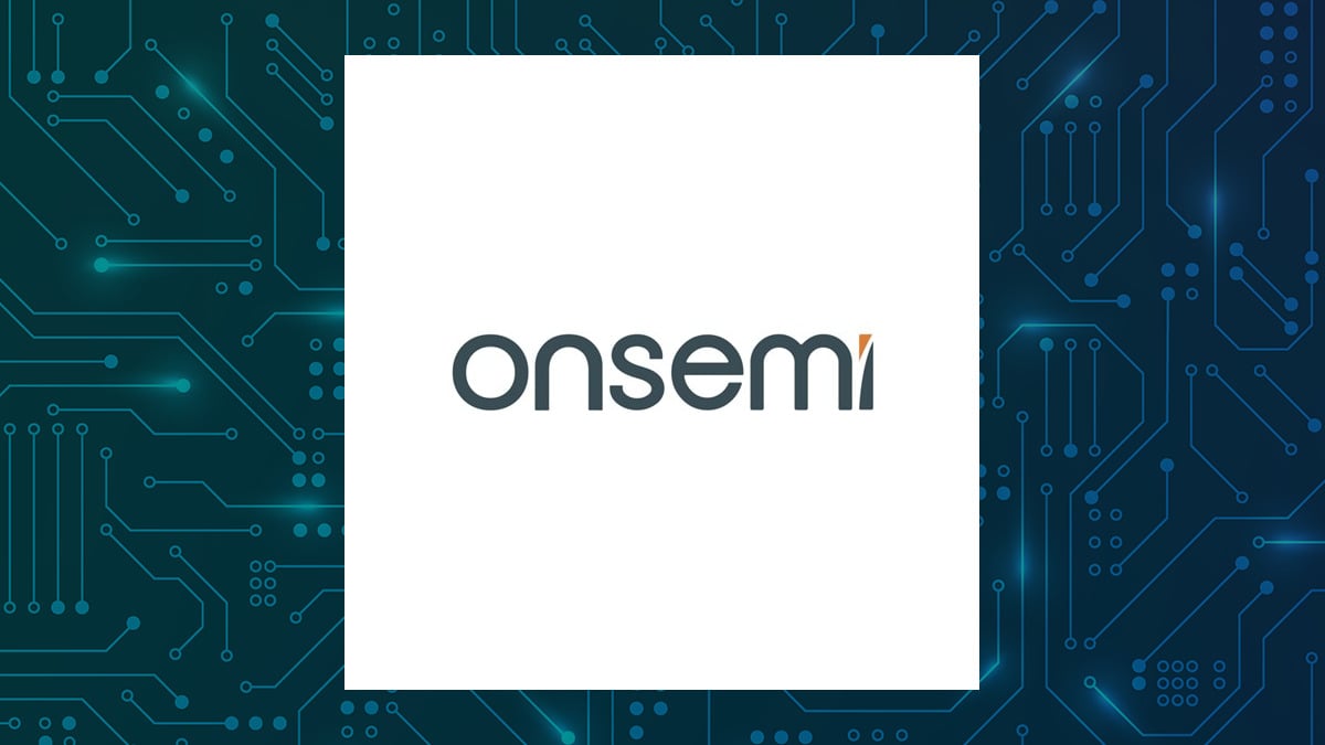 Onsemi logo with Computer and Technology background