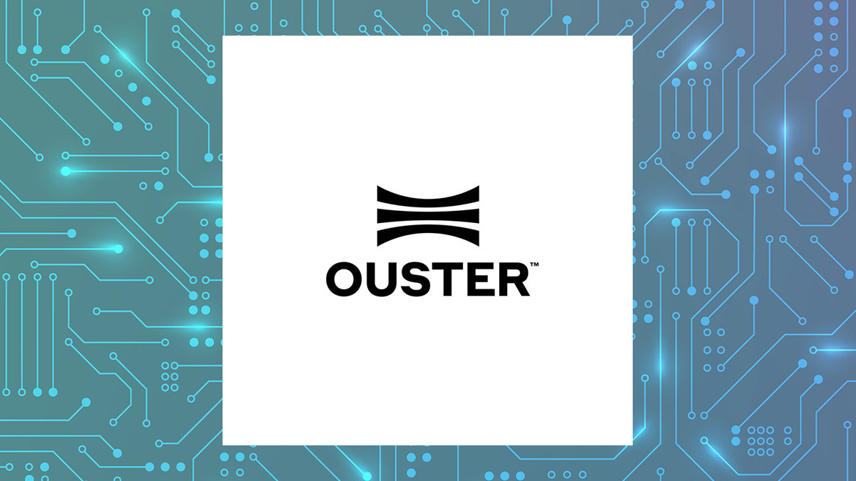 Ouster logo with Computer and Technology background