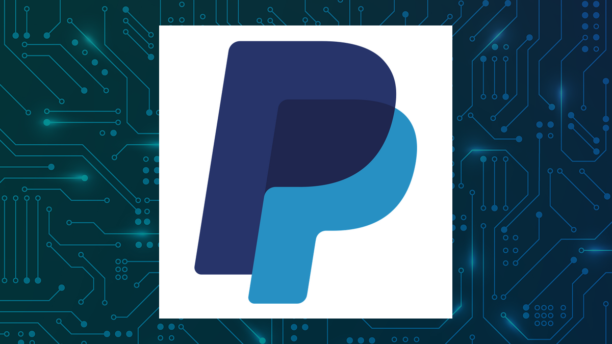 PayPal logo with Computer and Technology background