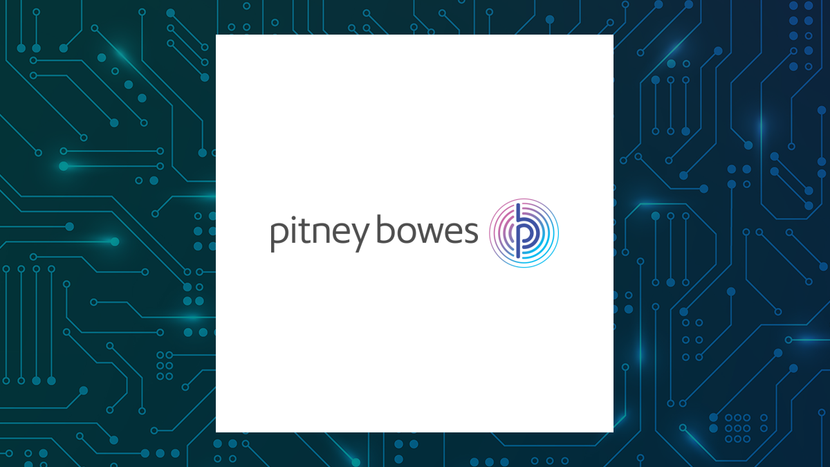 Pitney Bowes logo with Computer and Technology background