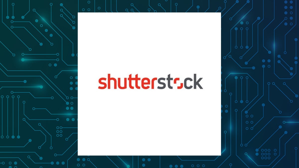 Shutterstock logo with Computer and Technology background
