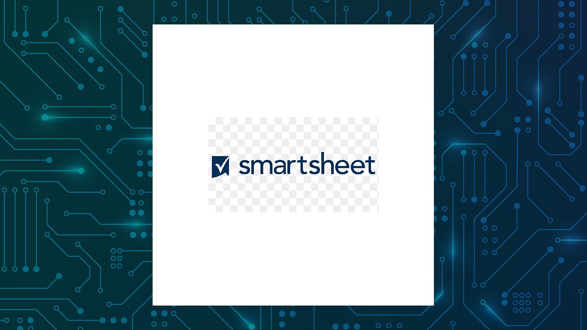 Smartsheet logo with Computer and Technology background