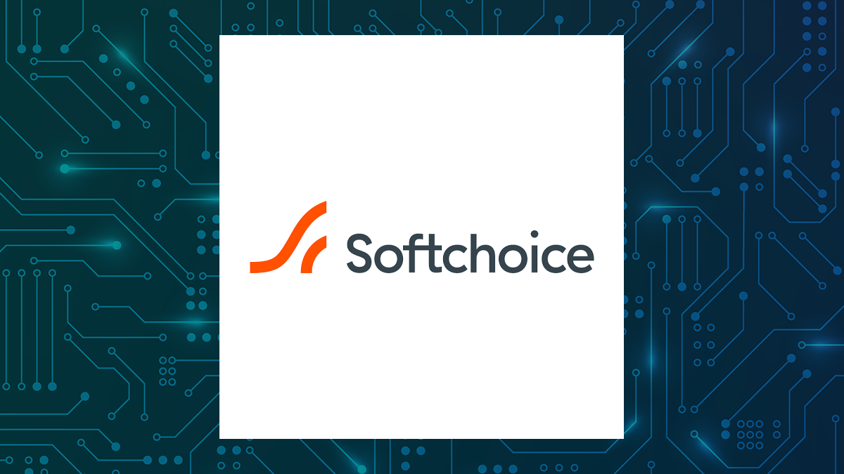 Softchoice logo with Computer and Technology background