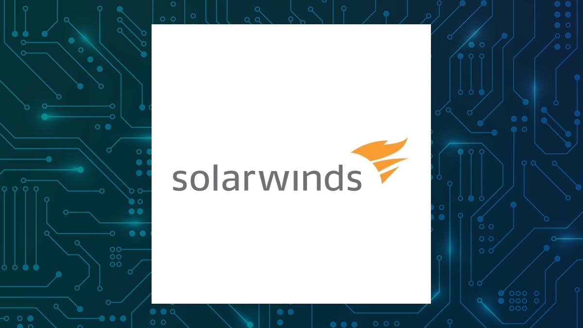 SolarWinds logo with Computer and Technology background