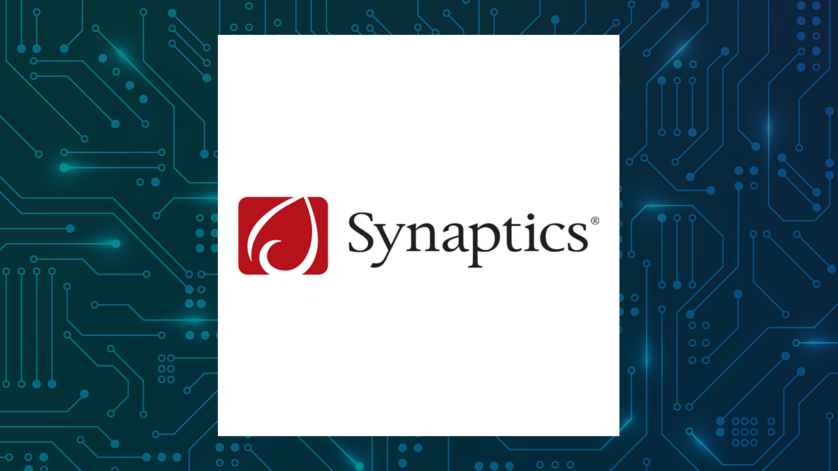 Synaptics logo with Computer and Technology background