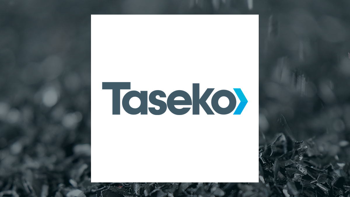 Taseko Mines logo with Basic Materials background