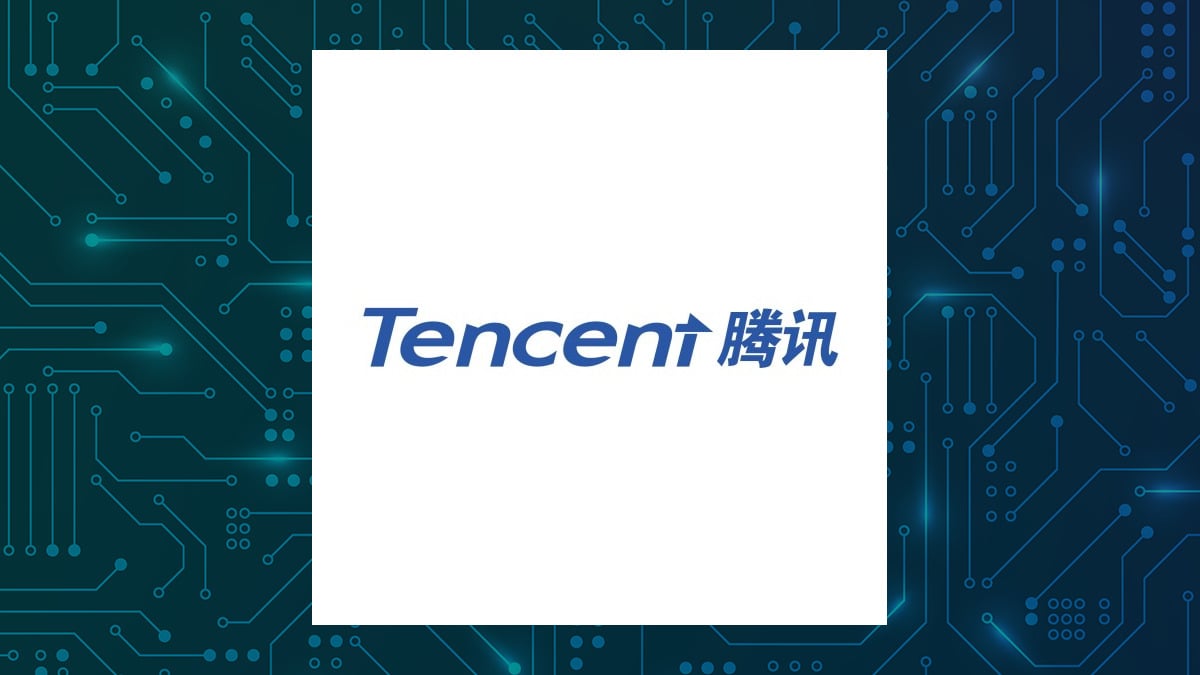 Tencent logo with Computer and Technology background