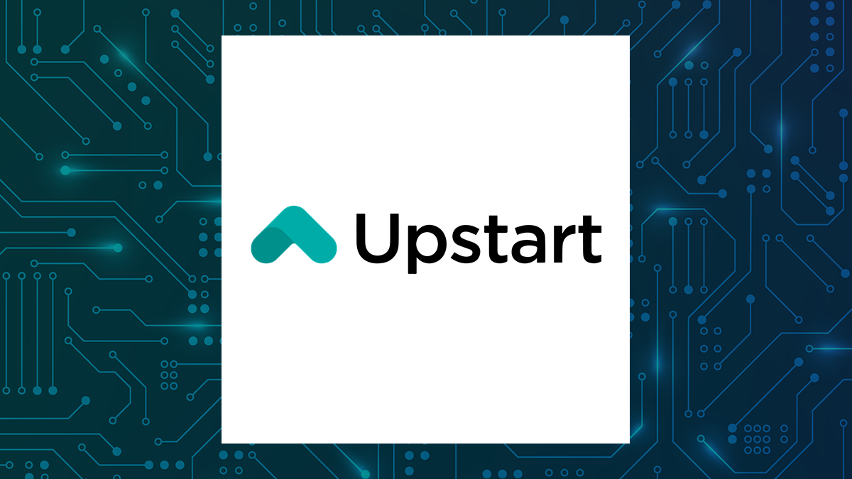 Upstart logo with Computer and Technology background