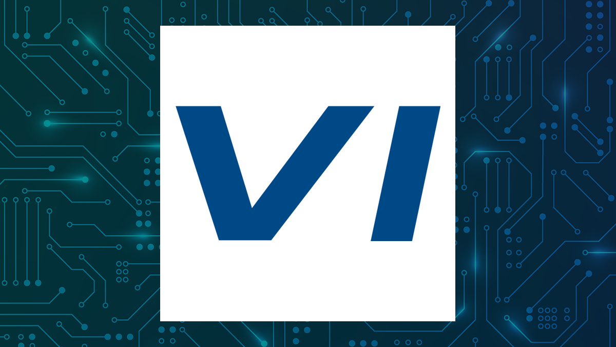 Vicor logo with Computer and Technology background