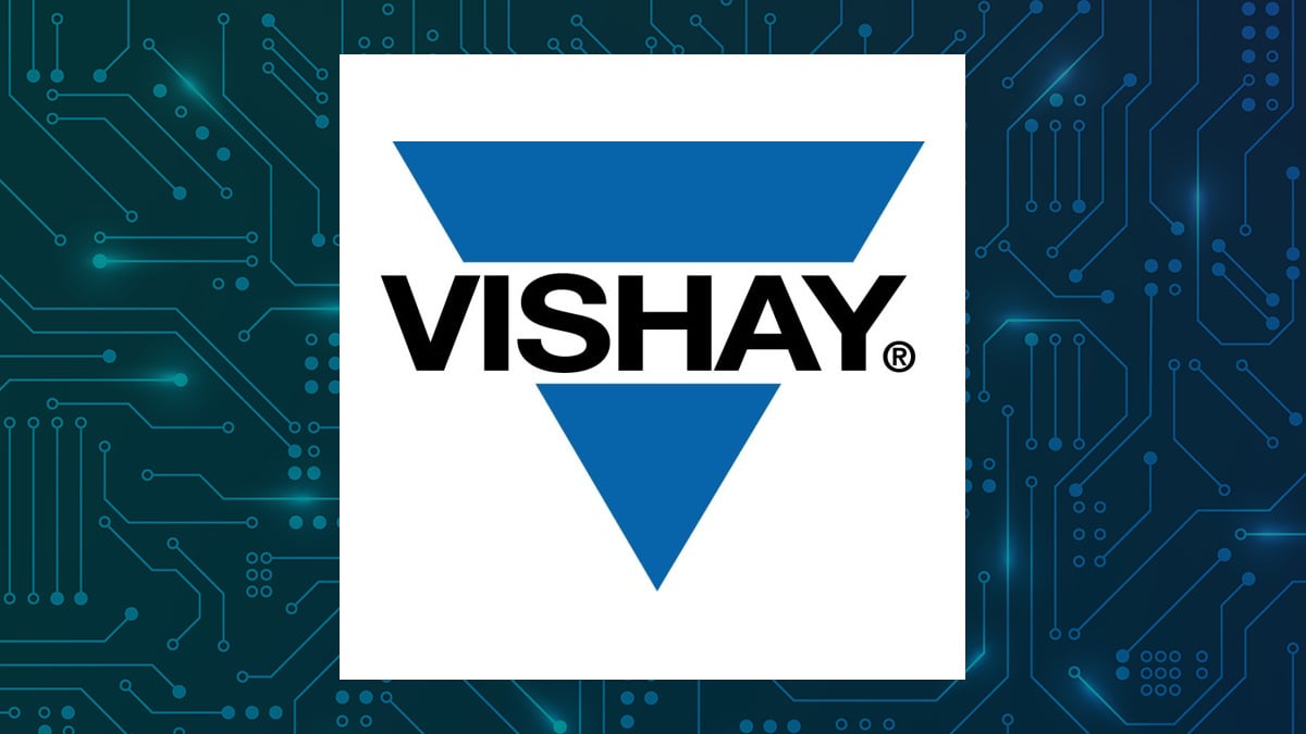 Vishay Intertechnology logo with Computer and Technology background