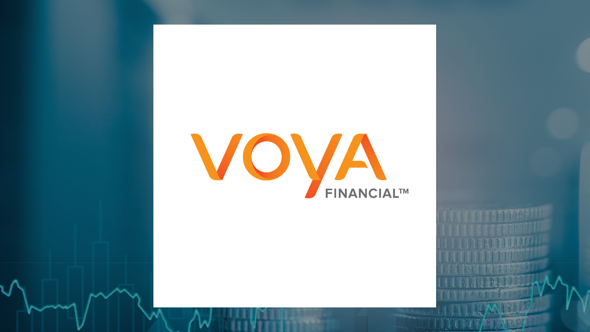 Voya Financial logo with Finance background
