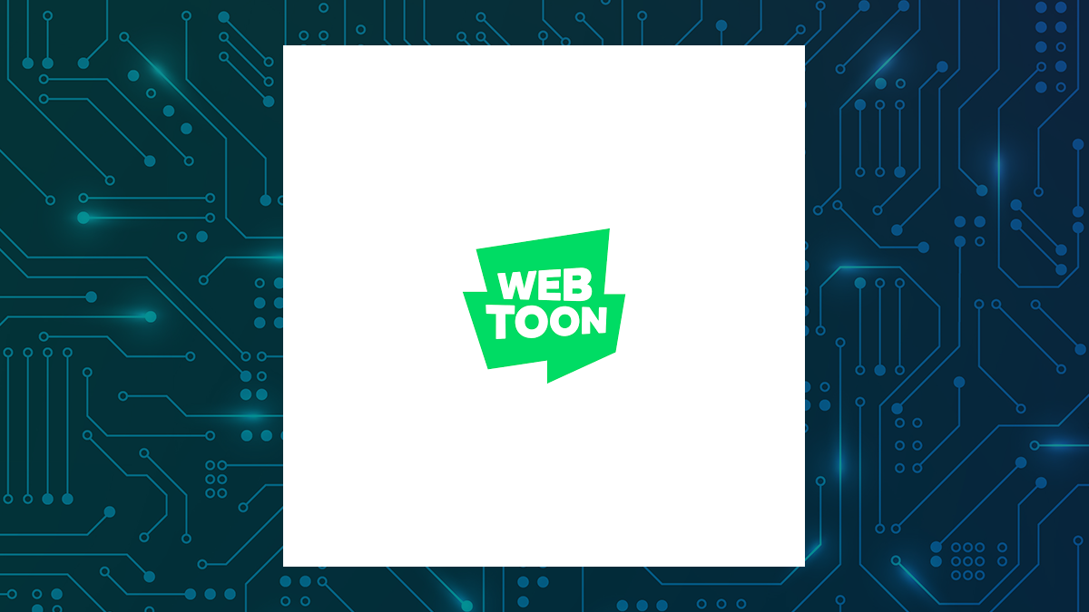 WEBTOON Entertainment logo with Computer and Technology background